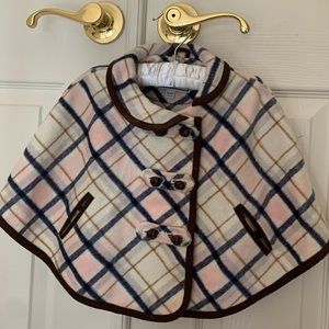 Janie and Jack Plaid Girls Poncho Cape 12 - 18 months